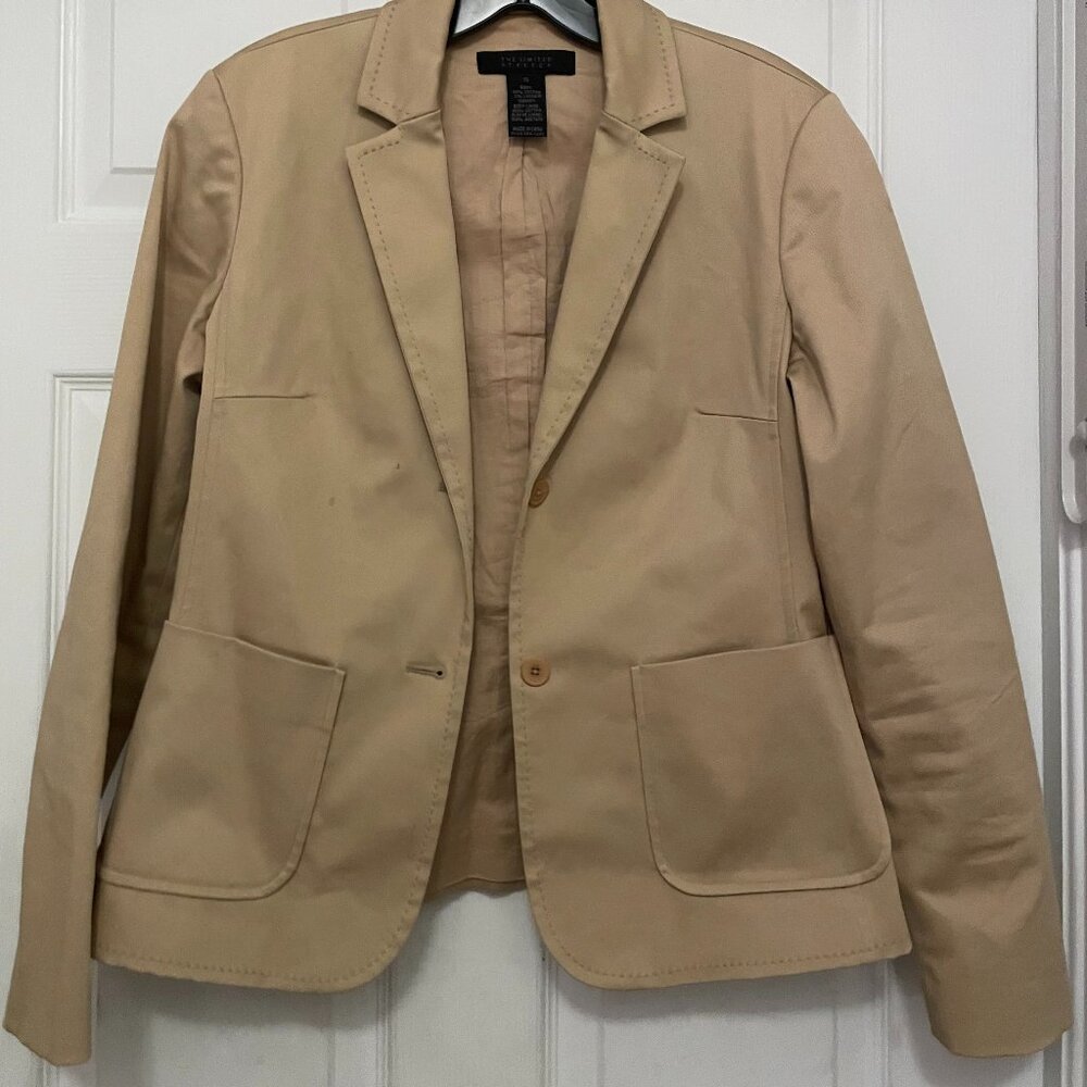 White House Black Market Blazer | Tan Linen Blend | 2-Button Front